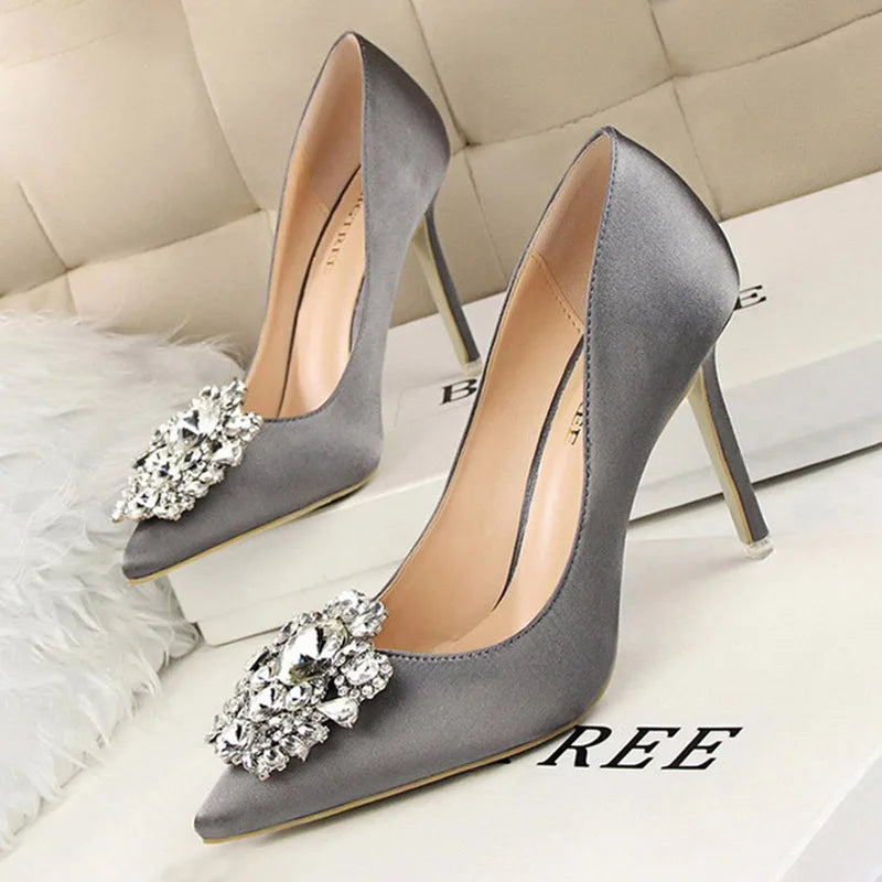 Shoes Rhinestone Pumps Stiletto Shoes High Heels Wedding Shoes Luxurious Heels Party Shoes Female