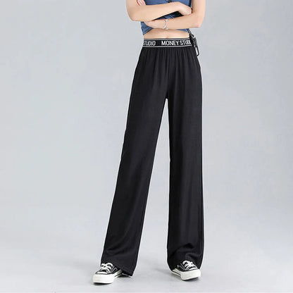 Lyocell Jeans Wide Leg Long Pants Straight Loose High Waist Sport Pants Female Office Trousers Lady Work Wear Thin