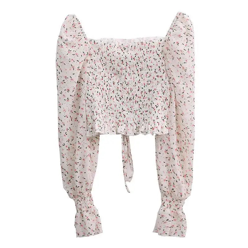 Youth Blouse Crop Top Blouses Blouse Shirt for Party Puff Sleeve Off Shoulder