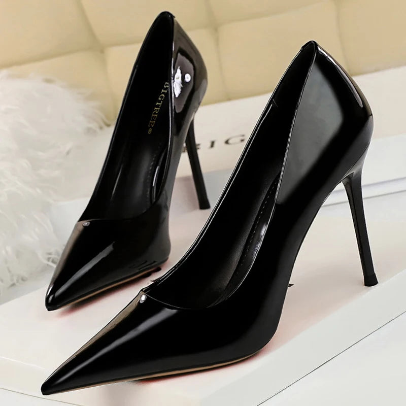 Shoes Woman Pumps Patent Leather High Heels Stiletto Heels Occupation Ol Office Shoes Heels 43