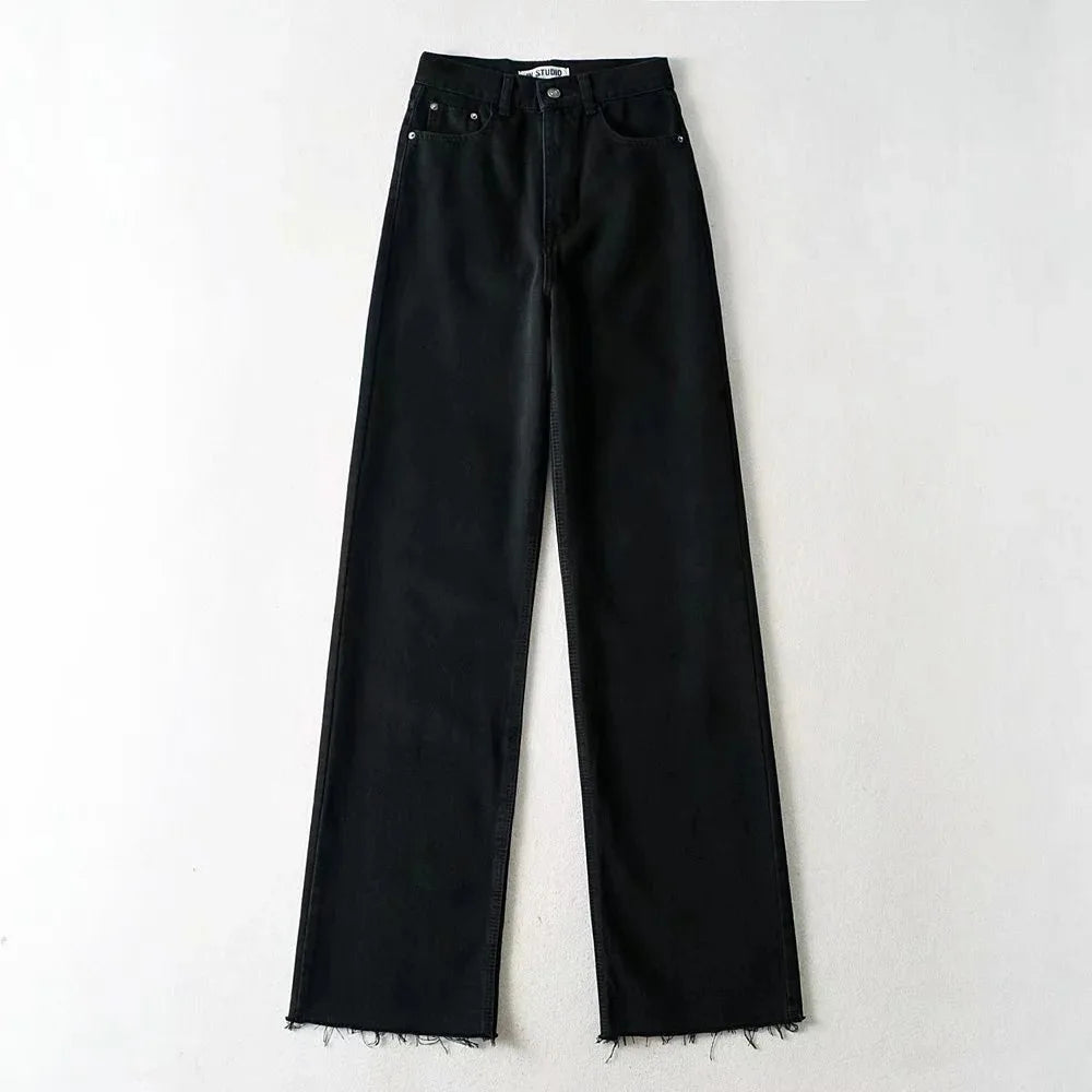 Jeans Bottom Straight Leg Baggy Jeans Fall Boyfriend Long Trousers High Waist Denim Pants