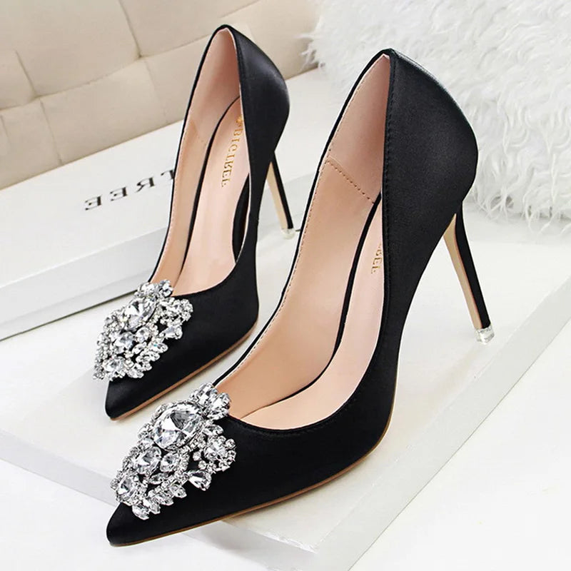 Shoes Rhinestone Pumps Stiletto Shoes High Heels Wedding Shoes Luxurious Heels Party Shoes Female
