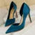 Shoes Woman Pumps Black Blue Sliver Heels Silk High Heels Shoes Stiletto Heels 9.5 Cm Shoes