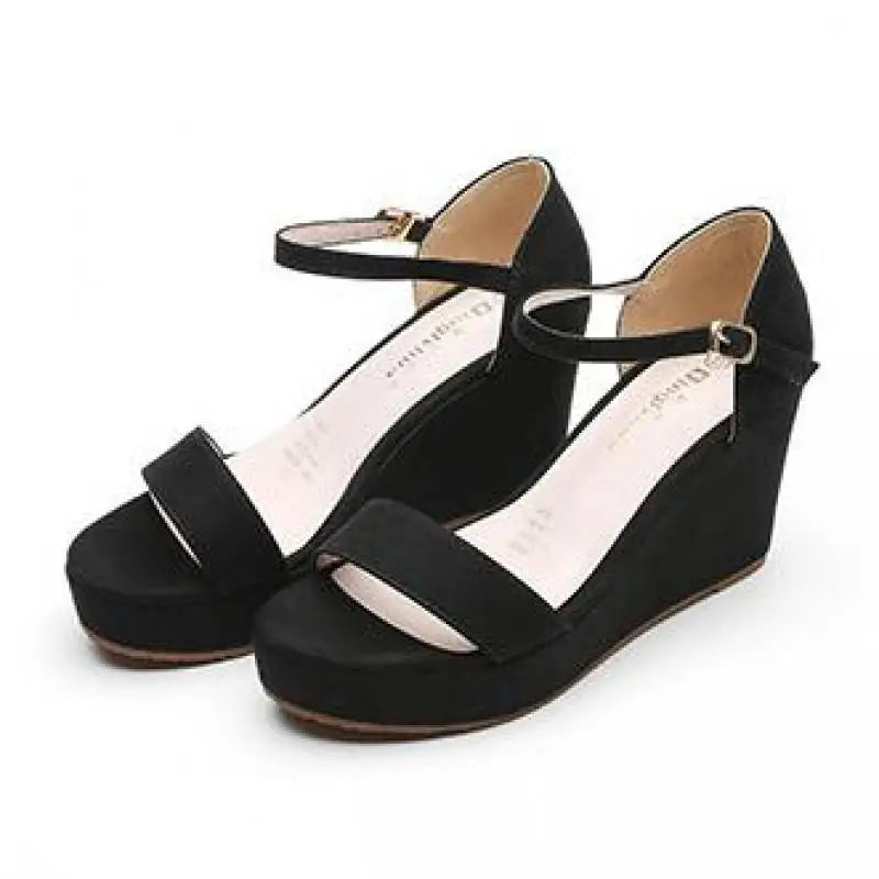 Summer Antiskid 8cm High Heel Shoes Ankle Strap Rome Sandals With Platform