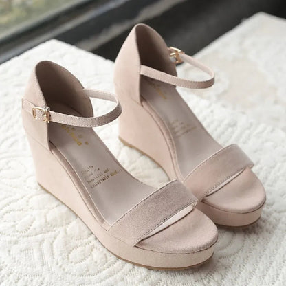 Summer Antiskid 8cm High Heel Shoes Ankle Strap Rome Sandals With Platform