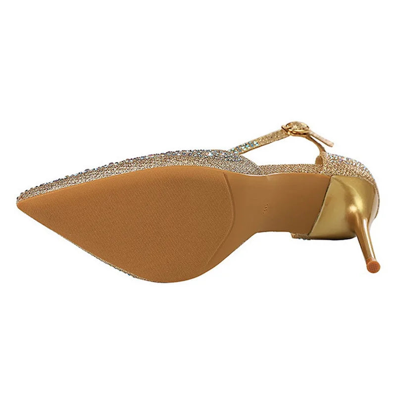 Shoes Shiny Rhinestones High Heels Shoes Pumps Stiletto Sweet Heels Wedding Shoes Sandals 10 Cm