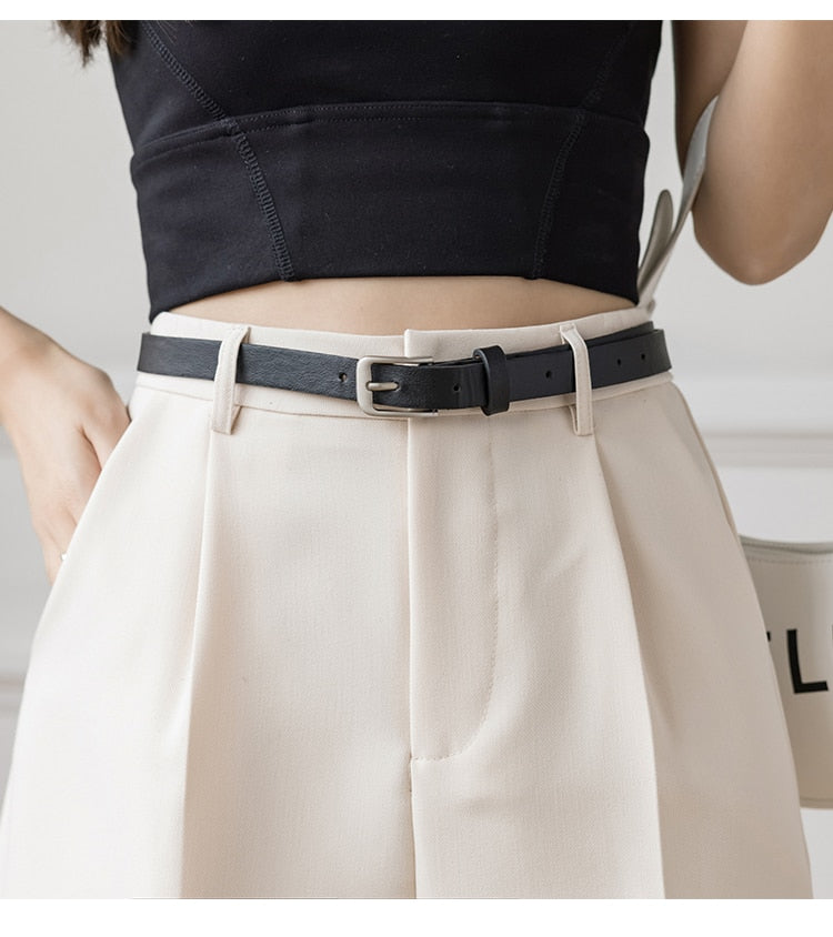 Color High Waist Zipper Shorts