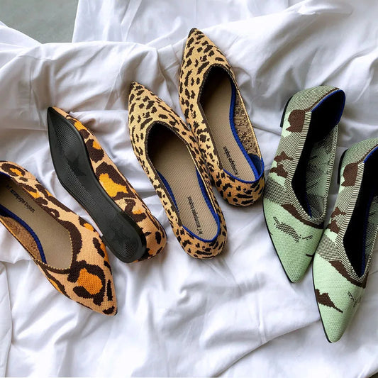 Flats Shoe Female Pointy Ballet Slipon Loafers Soft Sole 3d Wool Knitted Pregnant Moccasins Boat Shoes Flats