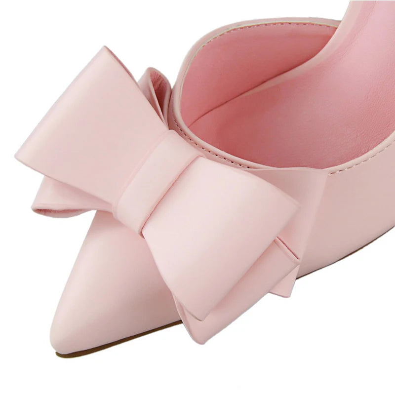 Shoes Bow-knot Woman Pumps Stiletto 10.5 Cm Basic Pump Pointed Toe Classic Pumps High Heels Shoes