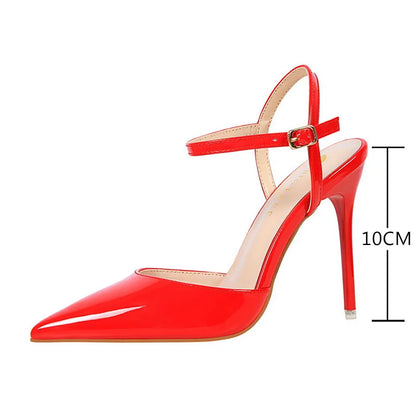 Shoes High Heels Shoes Patent Leather Woman Pumps Heels Blue Sliver Stiletto Heels Sandals