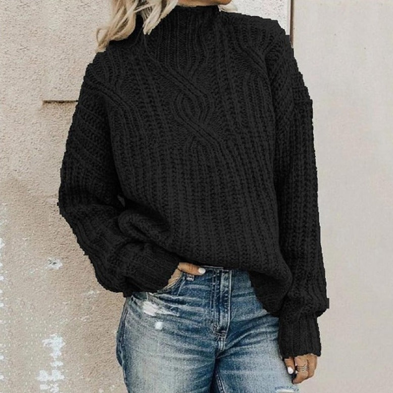 Knitted Sweater for With a High Collar and Classic Fit – Soft and Warm for Autumn and Winter