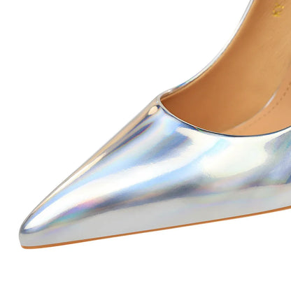 10.5cm High Heels Blue Green Valentine Pumps Glossy Stripper Stiletto Wedding Bridal Fetish Shoes 43
