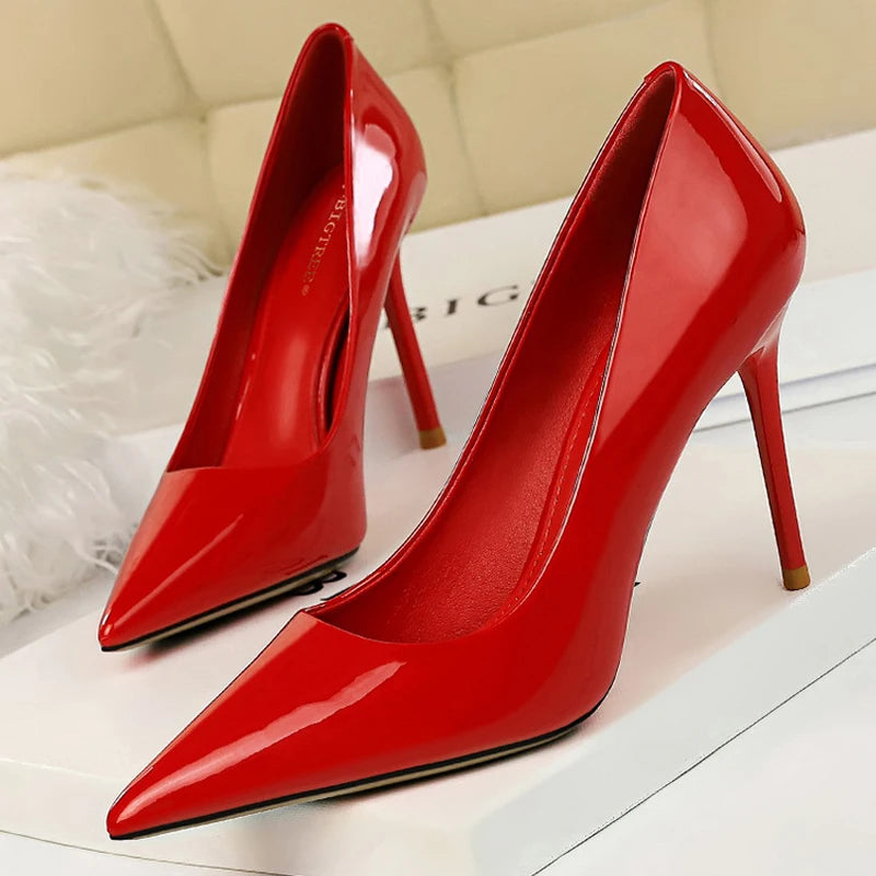 Shoes Woman Pumps Patent Leather High Heels Stiletto Heels Occupation Ol Office Shoes Heels 43