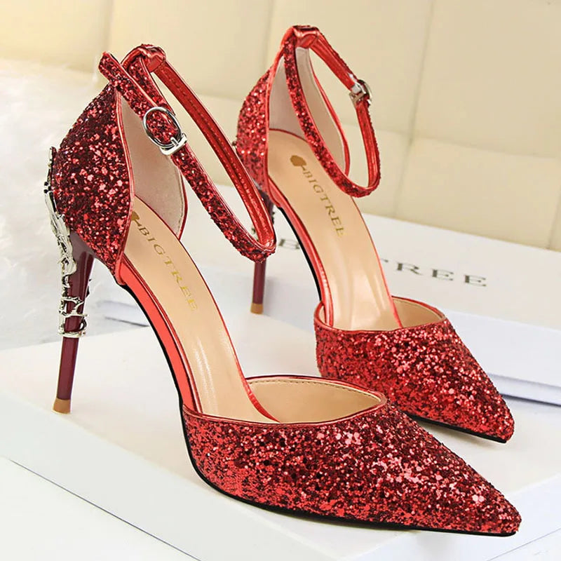 Shoes Heels New Woman Pumps Sequins High Heels Shoes Shoes Gold Sliver Stiletto Heels Sandals