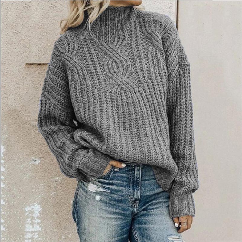 Knitted Sweater for With a High Collar and Classic Fit – Soft and Warm for Autumn and Winter