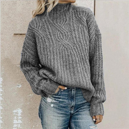Knitted Sweater for With a High Collar and Classic Fit – Soft and Warm for Autumn and Winter