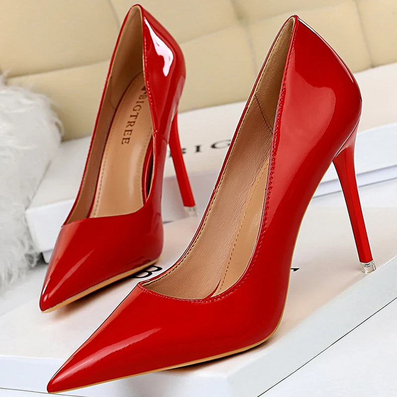 Shoes Patent Leather Shoes Woman Pumps High Heels Stiletto Heels 10.5 Cm Red Wedding Shoes Bridal Shoes Heels