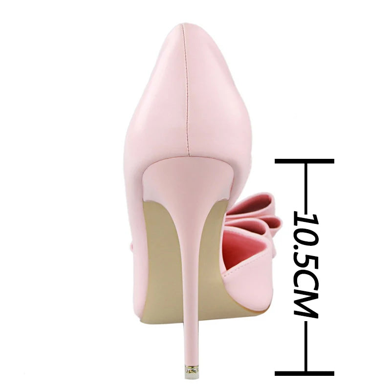 Shoes Bow-knot Woman Pumps Stiletto 10.5 Cm Basic Pump Pointed Toe Classic Pumps High Heels Shoes