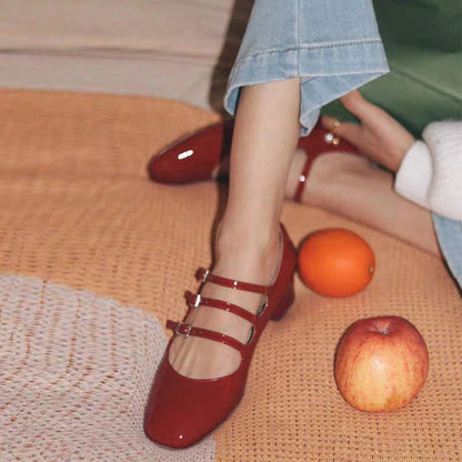 New Round Toe Pumps Buckle High Heels Wedding Shoes Party Comfortable Shoes Zapatos De Mujer