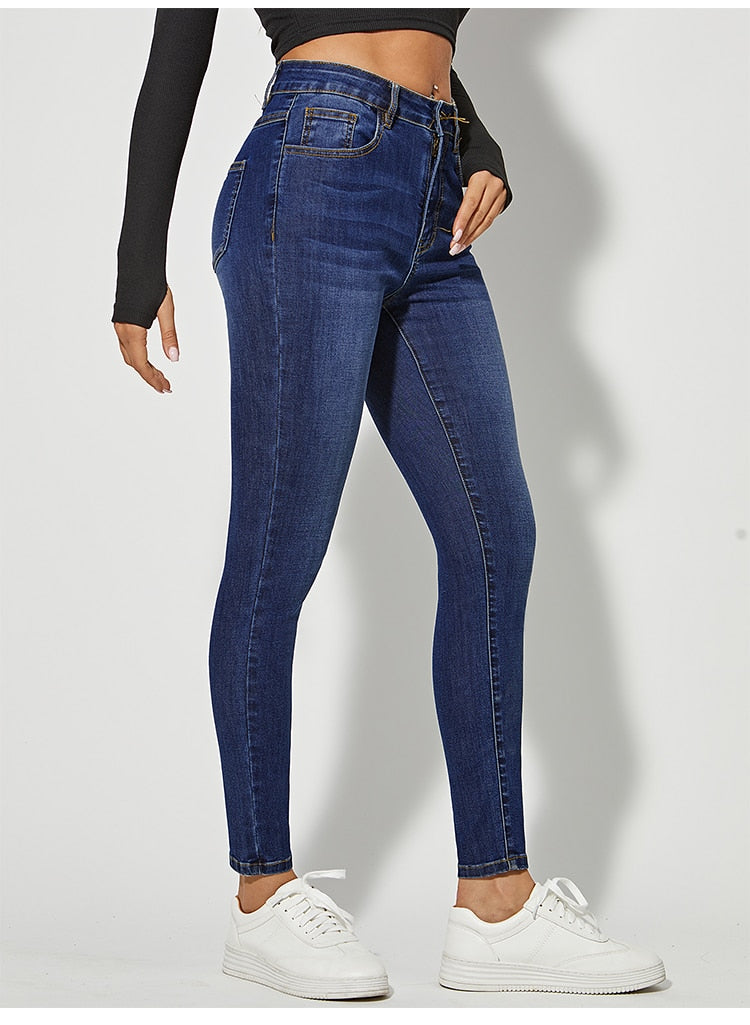 Classic Skinny Jeans High Waist Stretch Jean Wash Denim Leggings Slim Elastic Pencil Pant