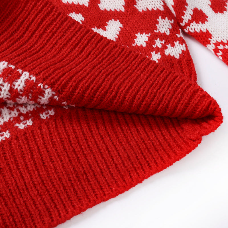 Christmas Sweater Knitted Pullover Sweater Snowflake Elk Print Sweaters