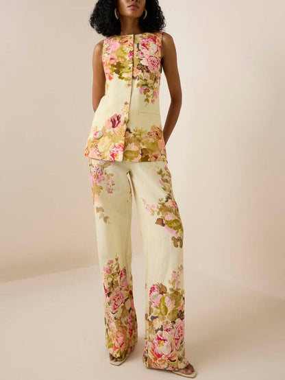 Flower Print Two-piece Set