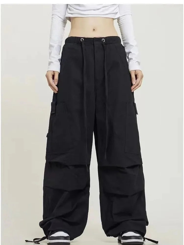 90s Retro Brown Cargo Y2k Drawstring Harajuku Oversized Sweatpants Pant