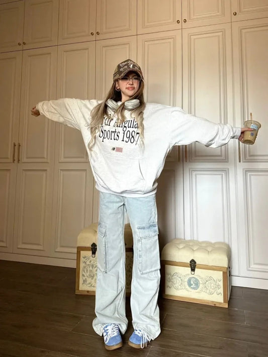 Blue Cargo Y2k Oversize Wide Leg Denim Harajuku Pant