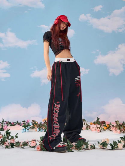 Letter Baggy Sweatpants Y2k Goth Jogging Pant