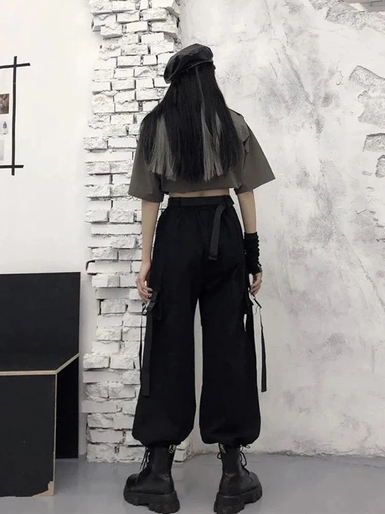 Oversize Chain Punk Techwear Black Alt Wide Leg Pant