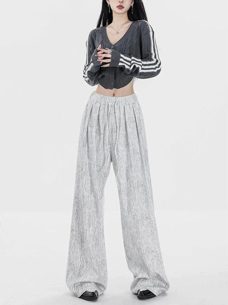 Gray Baggy Y2k Harajuku Oversize Baggy Striped Korean Style Pant