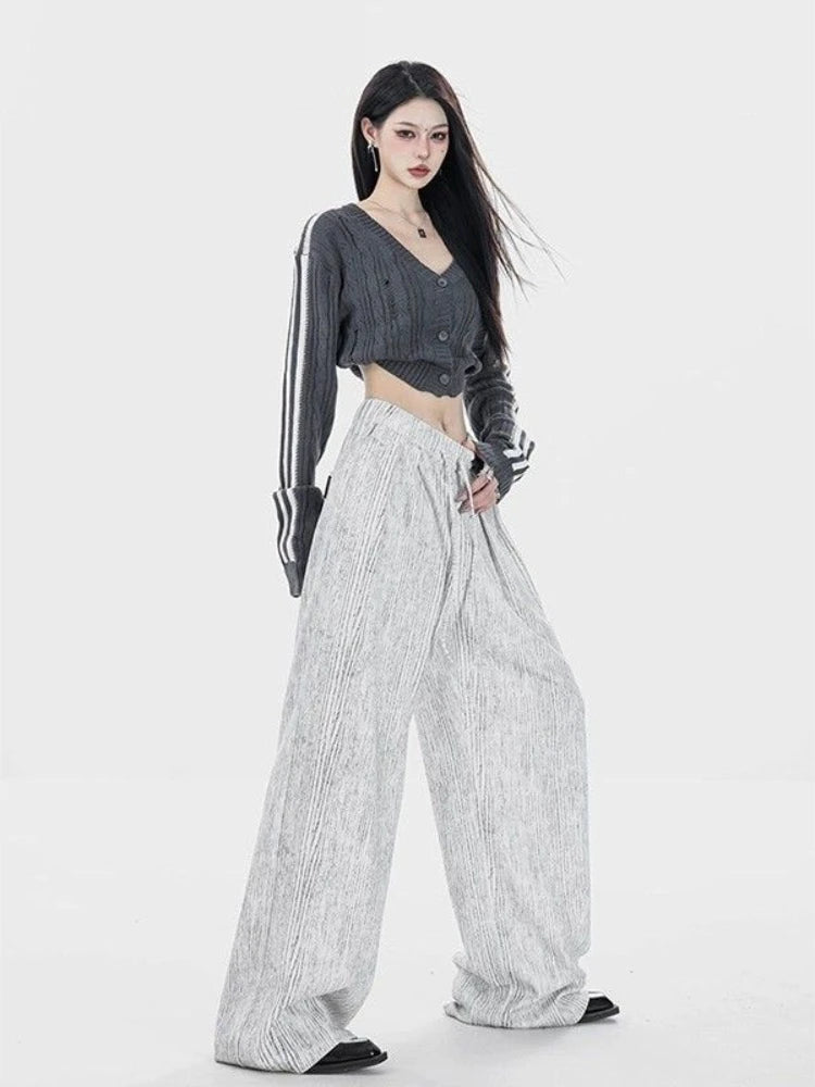 Gray Baggy Y2k Harajuku Oversize Baggy Striped Korean Style Pant