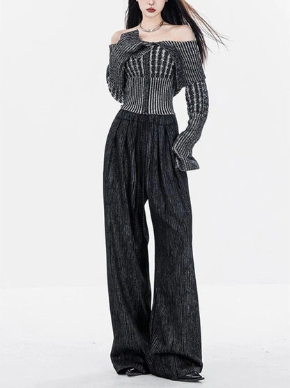Gray Baggy Y2k Harajuku Oversize Baggy Striped Korean Style Pant