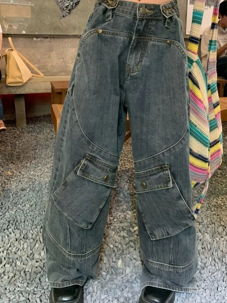 Grunge Baggy Cargo 90s Distressed Wide Denim Harajuku Oversize Pant