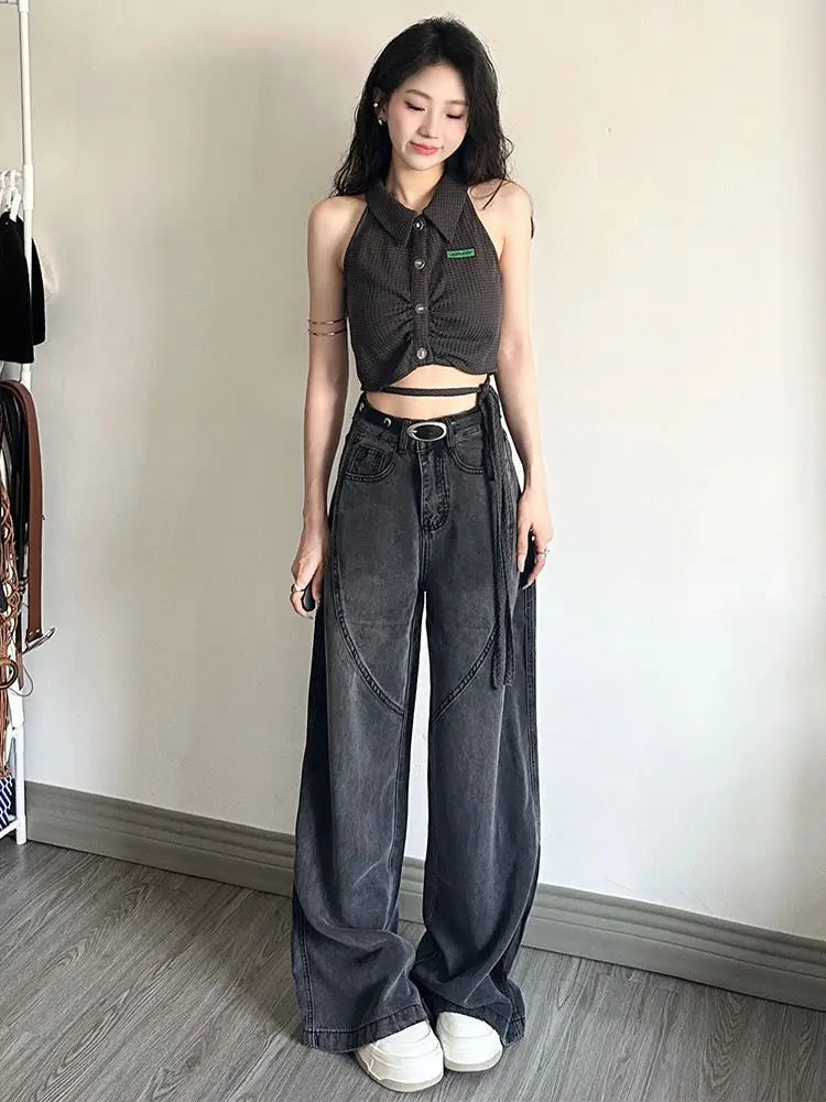 Harajuku Black Baggy Japanese Y2k Grunge Distressed Oversize Kpop Korean Style Pant