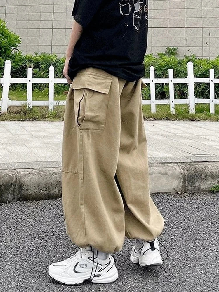 Khaki Oversize Cargo Harajuku Wide Leg Pant