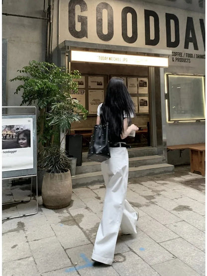 Harajuku White Cargo Korean Oversize Wide Leg Baggy Pant