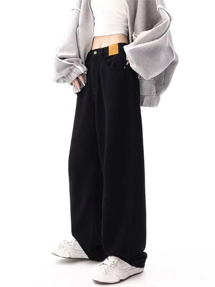 Black Baggy Oversize Y2k Sweatpants Harajuku Korean Wide Leg Denim Pant