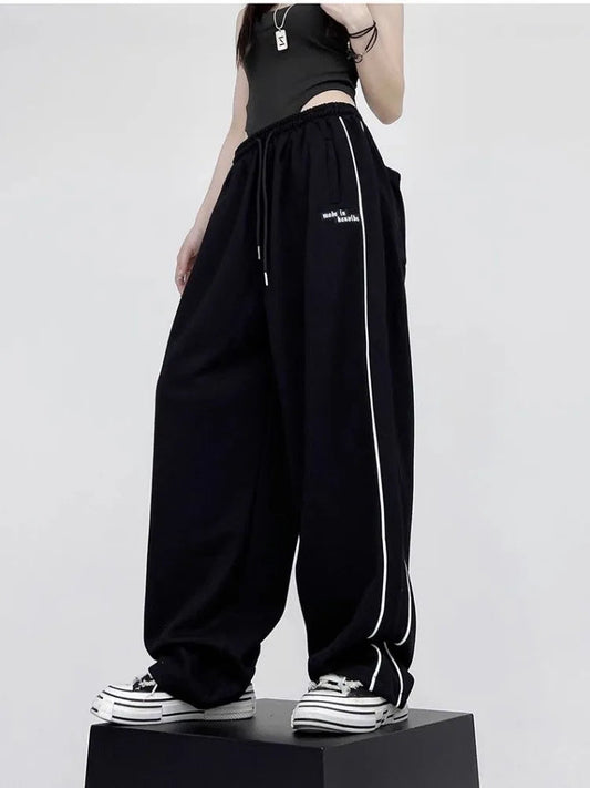 Black Baggy Jogging Sweatpants Y2k Cyber Punk Oversize Pant
