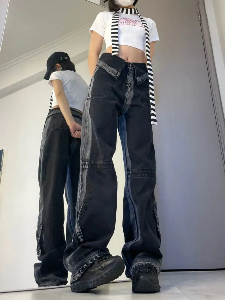 Hippie Black Trashy Distressed Denim High Waist Wide Leg Pant