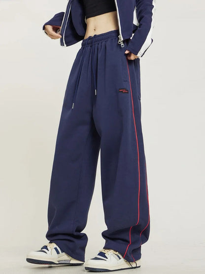 Black Striped Oversize Harajuku Edgy Style Tracksuits Pant