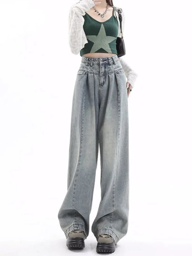 Blue Baggy Y2k Gyaru Oversize Wide Leg Denim Harajuku Pant