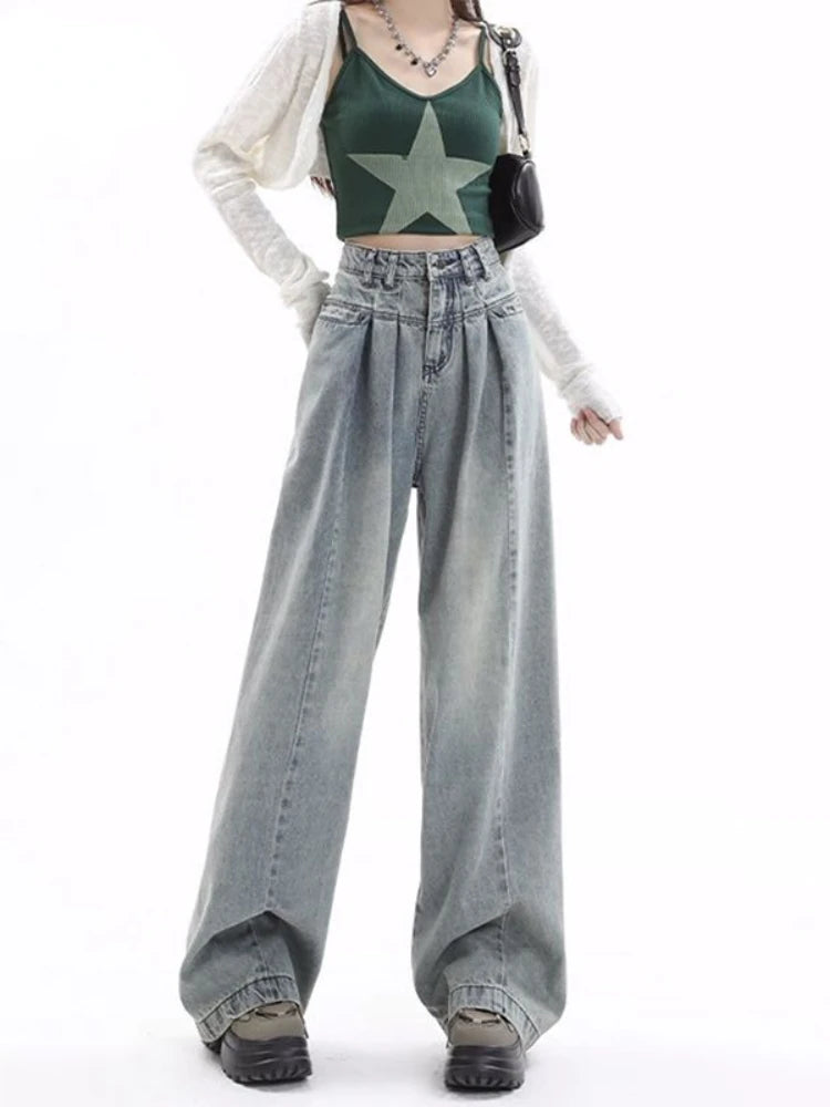 Blue Baggy Y2k Gyaru Oversize Wide Leg Denim Harajuku Pant