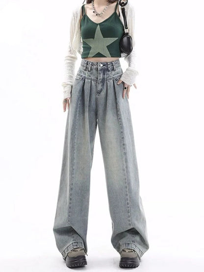 Blue Baggy Y2k Gyaru Oversize Wide Leg Denim Harajuku Pant