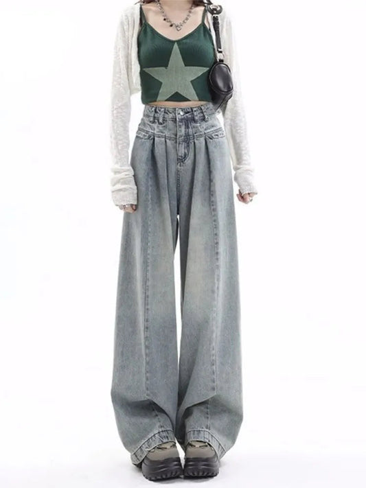 Blue Baggy Y2k Gyaru Oversize Wide Leg Denim Harajuku Pant