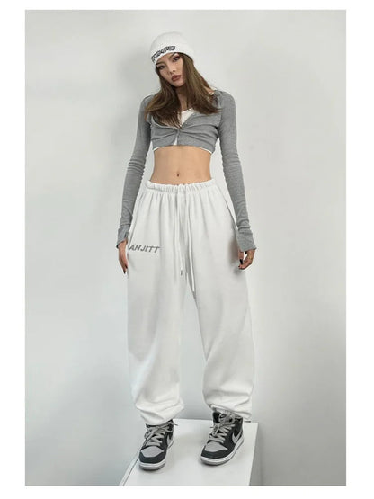 Hippie Gray Jogging Y2k Harajuku Oversize Sports Pants