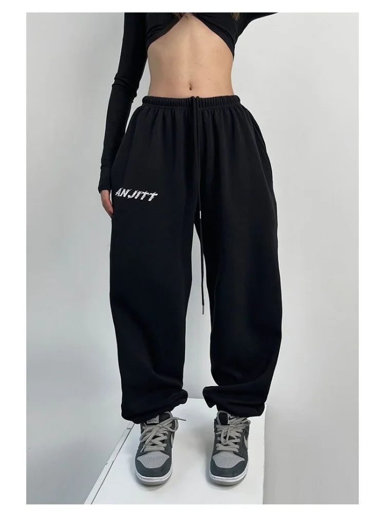 Hippie Gray Jogging Y2k Harajuku Oversize Sports Pants