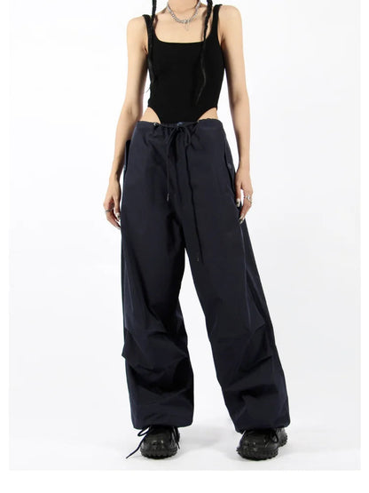 Hippie White Cargo Parachute Y2k Aesthetic Korean Oversize Pant