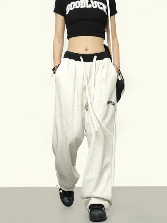 Hippie Y2k Gray Jogger Sports Kpop Harajuku Patchwork Pant