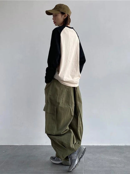 Green Cargo Y2k Hippie Kpop Harajuku Oversize Wide Leg Pant